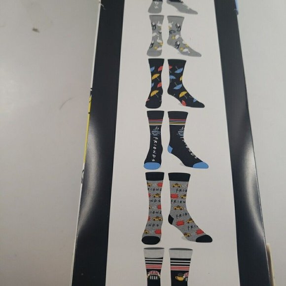 Friends TV Series Mens Themed Crew Socks 6 Pack Shoe Size 8-12 Multicolored - Picture 2 of 4